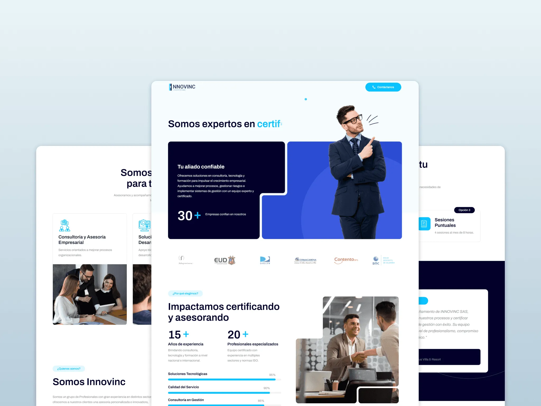 Tres pantallas del diseño de Innovinc